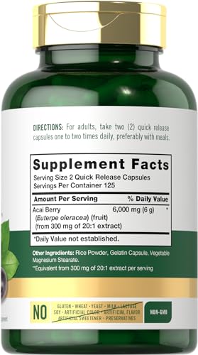 Carlyle Acai Berry Capsules 6000mg | 250 Count | Non-GMO & Gluten Free Acai Berry CarlyleAu supplements