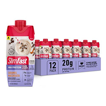 SlimFast Protein Shake with Caffeine, Caramel Macchiato- 20g Protein, Meal Replacement SlimFastUS supplements