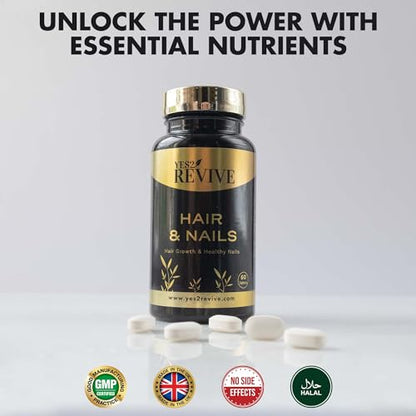 YES2 REVIVE Hair Nails Growth - Includes Marine Collagen, Ascorbic Acid, MSM & Vitamin C for Men and Women Skin, Longer, Strength, Thicker YES2 REVIVEUS supplements