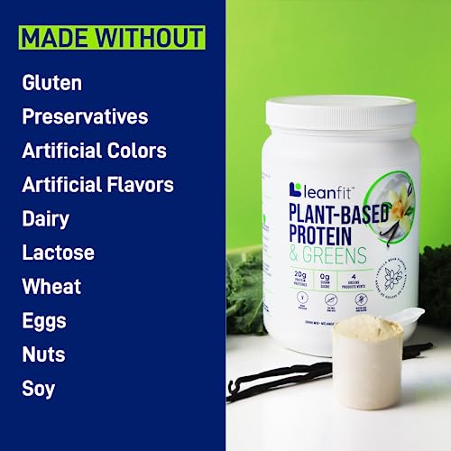 LeanFit Plant-Based Protein & Greens Natural Vanilla – 20g Plant Protein + 4 Leafy Greens LeanFitUS supplements