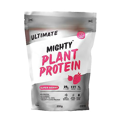 Mighty Ultimate Vegan Protein Powder, Super Berry Flavour, (17 Servings, 510g Bag without Scoop) MIGHTYUS supplements