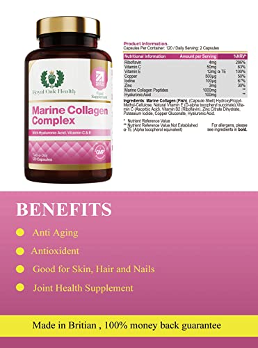 Marine Collagen Complex – 120 Hydrolyzed Fish Collagen Capsules – Enriched with Vitamin C Royal Oak HealthAu supplements