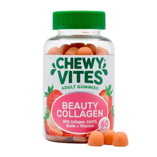 Chewy Vites Beauty Collagen 60 Gummy Vitamins |Hydrolised Collagen, CoQ10, Biotin + Vitamins | 1 Month Supply | Real Fruit Juice | Berry Flavour | 2-a-Day | CHEWY VITESAu supplements