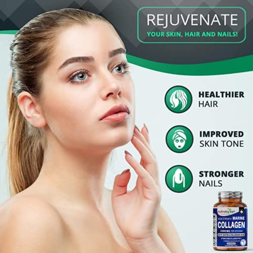 High Strength Marine Collagen 2400mg with Hyaluronic Acid 100mg, Biotin, Vitamin C, D3, B12 and Silica NUTRABYTESAu supplements