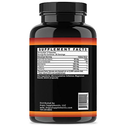 Angry Supplements Monster Test Nitric Oxide Booster Capsules, Extreme N.O Boost Angry SupplementsUS supplements