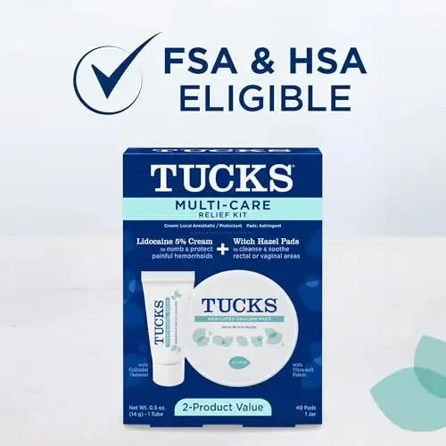 Tucks Multi-Care Relief Kit – 40 Count Witch Hazel Pads & 0.5 oz. Lidocaine Cream - Protects from Irritation, Hemorrhoid Treatment Medicated Pads Used by Hospitals TUCKSAu supplements