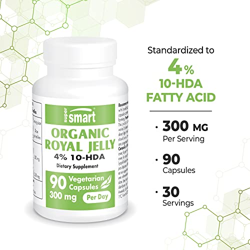 Supersmart - Organic Royal Jelly 300mg per Day (High Strength 4% 10-HDA) - Freeze SupersmartUS supplements