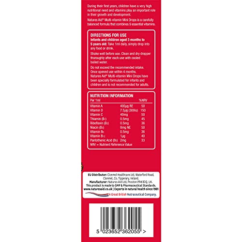 Natures Aid Mini Drops Multi-vitamin for Infants and Children, Sugar Free, 50 ml Natures AidUS supplements