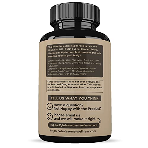 Grass Fed Desiccated Beef Liver Capsules (180 Pills, 750mg Each) - Natural Iron, Vitamin A Wholesome WellnessUS supplements