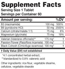 MyoCalm 60 Vegetarian Capsules | Valerian 175mg, Passion Flower 100mg, Black Cohosh 100mg, Calcium 75mg, Magnesium 75mg, b3(niacinamide), b6(Pyridoxine HCI) KarunaAu supplements