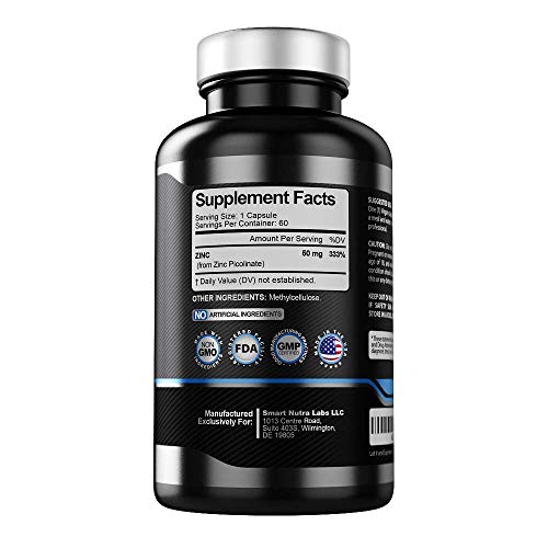 High Potency Zinc Picolinate 50MG- Vegan Zinc Supplement, Supports SMART NUTRA LABSUS supplements