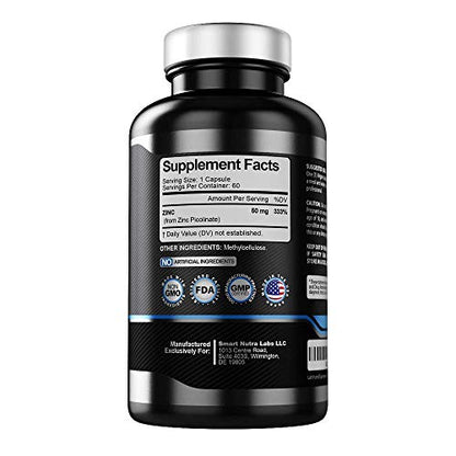 High Potency Zinc Picolinate 50MG- Vegan Zinc Supplement, Supports SMART NUTRA LABSUS supplements
