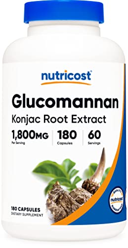 Nutricost Glucomannan 1,800mg Per Serving, 180 Capsules - Natural Fiber Source NutricostUS supplements