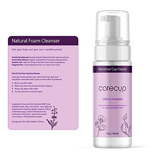CareCup Menstrual Cup Cleaner - Unscented Foaming Sterilizer Wash for Silicone Period discs - Wipes Clean CareCupAu supplements