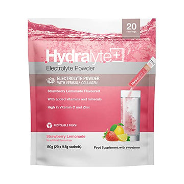 Hydralyte Plus Collagen Effervescent Electrolytes Powder Sachets - 20 Strawberry Lemonade Flavored Sticks HydralyteAu supplements