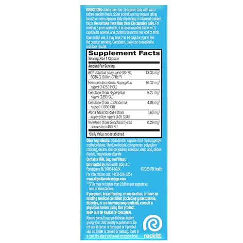 Digestive Enzyme and Probiotic Capsule- Digestive Advantage 32 Capsules, Survives 100x Better than regular 50 billion CFU, Breaks down food, helps prevent gas Digestive AdvantageAu supplements