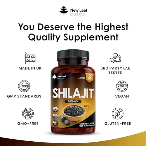 Shilajit Capsules 1400mg 60% Fulvic Acid Pure Shilajit - High Strength Himilayan Shilajit NEW LEAF PRODUCTSUS supplements