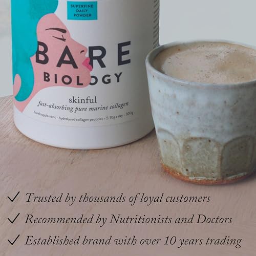 Bare Biology Collagen Powder, 300g/60 Servings - Skinful Pure Marine Collagen Supplement for Skin Bare BiologyUS supplements