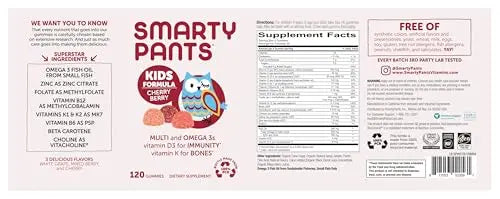 SmartyPants Kids Multivitamin Gummies: Omega 3 Fish Oil (EPA/DHA), Vitamin D3, C, Vitamin B12, B6, A, K & Zinc for Immune Support SmartyPantsAu supplements