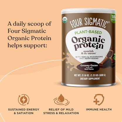 Four Sigmatic Organic Plant-Based Protein Powder Creamy Cacao Protein with Lion’s Mane Four SigmaticUS supplements