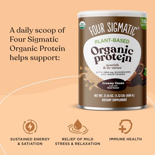 Four Sigmatic Organic Plant-Based Protein Powder Creamy Cacao Protein with Lion’s Mane Four SigmaticUS supplements