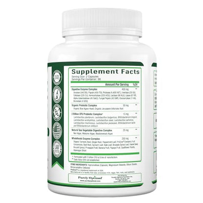 Purely Optimal Premium Digestive Enzymes Plus Prebiotics & Probiotics - for Better Digestio Purely OptimalUS supplements