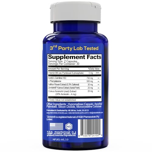 NATURAL STACKS NeuroFuel Nootropic with Zembrin - Doctor Developed Memory & Focus Supplement - Kanna Extract Sceletium Tortuosum - Nootropic Brain Supplement for Focus - 60 Zembrin Capsules NATURAL STACKSAu supplements