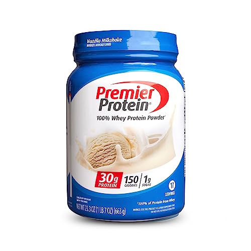 Premier Protein Powder, Vanilla Milkshake, 30g Protein, 1g Sugar, 100% Whey Protein Premier ProteinUS supplements