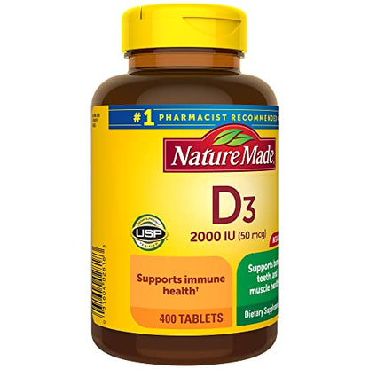 Nature Made Vitamin D3 2000 IU (50 mcg), Dietary Supplement for Bone, Teeth Nature MadeUS supplements