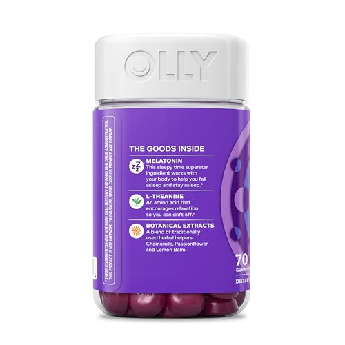 OLLY Sleep Gummy, 3 mg Melatonin, L-Theanine, Chamomile, Lemon Balm, Sleep Aid, Blackberry - 70 Count OLLYAu supplements