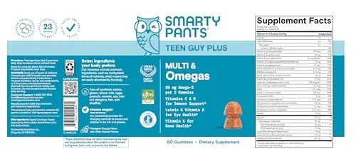 SmartyPants Teen Guy Multivitamin Gummies - Improved Formula: Omega 3 (DHA/EPA), Vitamin D3, C, Vitamin B12, B6, A, K & Zinc SmartyPantsAu supplements