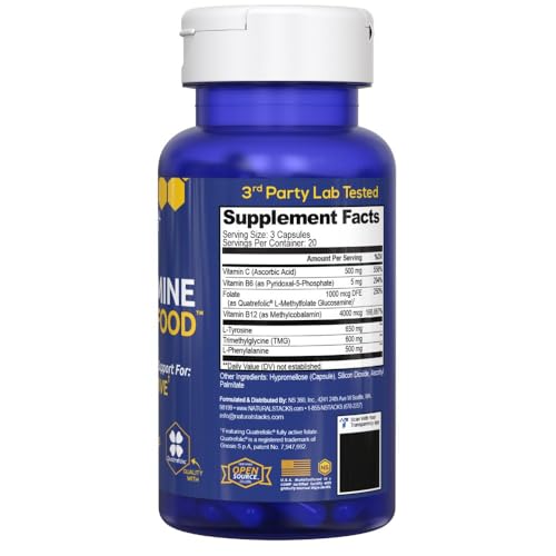 NATURAL STACKS Dopamine Brain Food - 650mg L-Tyrosine Supplement - Dopamine Supplement for Focus & Mental Drive - Supports Mental Energy - Neurotransmitter Support with B Vitamins - 60 Capsules NATURAL STACKSAu supplements