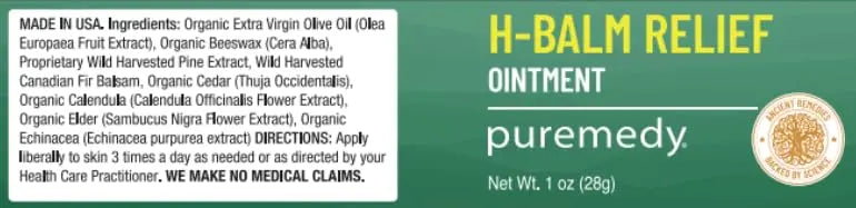 Puremedy - H-Relief Balm - All-Natural Salve for Bottom Lumps and Fissures, with Only Certified Organic or Wild Harvested Ingredients, 1 oz PuremedyAu supplements