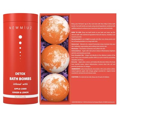 Natural Detox Fizzing Bubble Bath Bombs Apple Cider Ginger & Lemon Essential Oils Cleanse New MiuzAu supplements