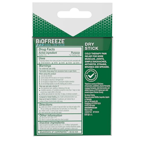 Biofreeze Dry Stick, Mess-Free Relief for Neck, Shoulder, Knee, Hip, Hand & Joint, Cooling Menthol Pain Relief Stick, Up to 100 Uses BiofreezeAu supplements