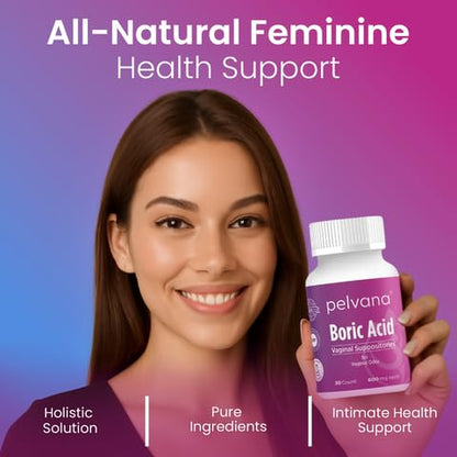 Pelvana Boric Acid Suppositories for Women 30 + 7 Applicators + 50 pH Test Strips, Total of 87 Piece Kit for Vaginal Odor - Third-Party Verified & Bottled in The USA - Feminine Health Odor Solution PelvanaUS supplements
