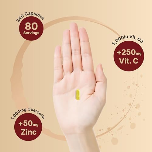 NatureBell Zinc Quercetin with Vitamin C & D3, 240 Capsules | Quercetin 1,000mg, 4 in 1 Zinc 50mg, Vitamin C 250mg, Vitamin D3 5,000 IU – ZincVanta Advanced Immune Defense & Lung Support NatureBellAu supplements