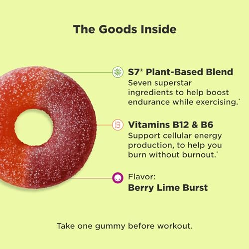 OLLY Pre-Game Energize Workout Gummy Rings, S7 Plant-Based Blend, B Vitamins, Berry OLLYAu supplements