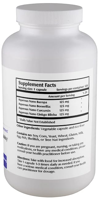 One Planet Nutrition Nano Brain 500 mg Capsules (120 Count) - Synergistic Blend of Bacopa, Curcumin, Boswellia & Ginkgo - Enhances Mental Clarity & Memory - Non-GMO, Vegan, Gluten Free One Planet NutritionAu supplements