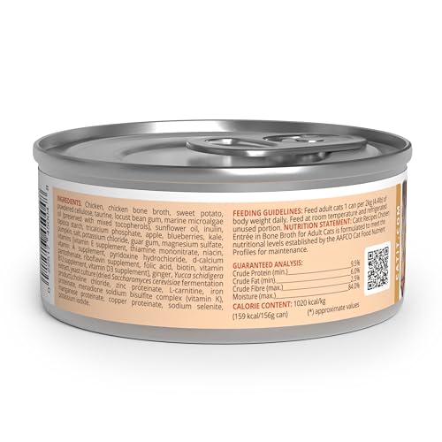 Catit Recipes Adult Chicken Entrée – High-Protein Wet Cat Food with Bone Broth Hydration, Prebiotics & Postbiotics for Gut Health, Omega-3 for Skin & Coat, and Taurine for Heart Support 3oz (12/cs) CatitAu supplements