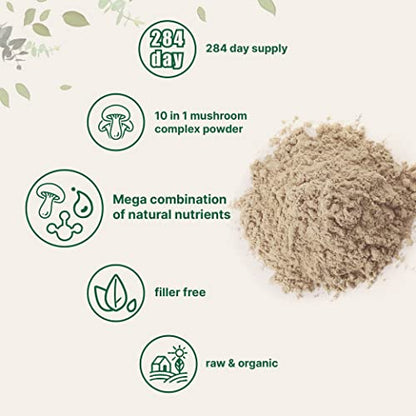 Sustainably US Grown, Organic Mega Mushroom 10 in 1 Complex Formula Powder Micro IngredientsUS supplements