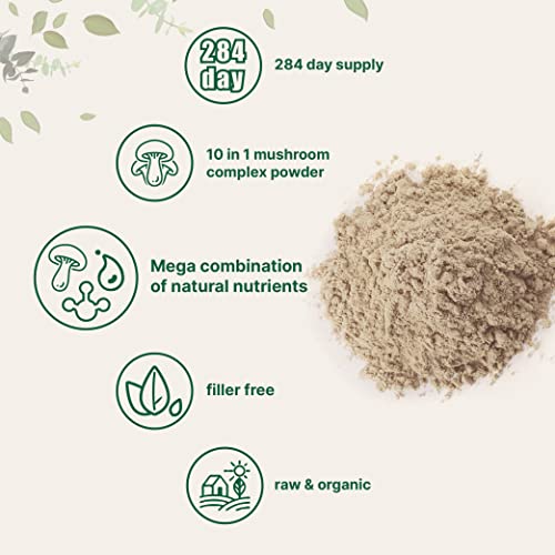 Sustainably US Grown, Organic Mega Mushroom 10 in 1 Complex Formula Powder Micro IngredientsUS supplements