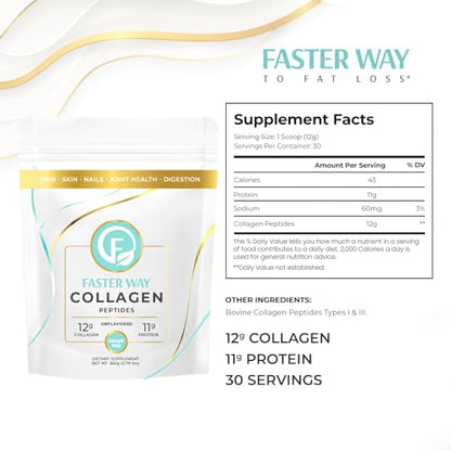 FASTer Way to Fat Loss, Unflavored, 360g Grass-Fed Beef Collagen Peptides for Skin FASTer Way to Fat LossUS supplements