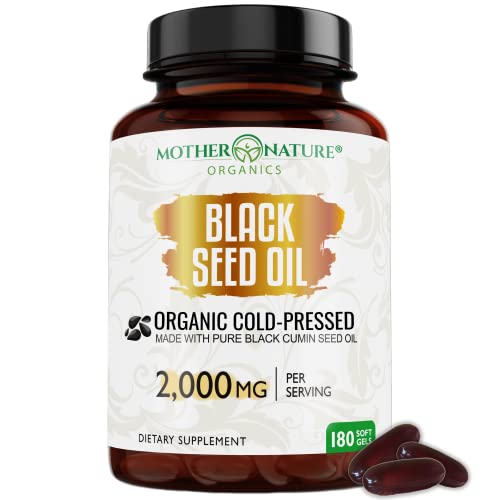 Organic Black Seed Oil Capsules - 3 Month Supply - 180 Count (2000mg Per Serving) Mother Nature Organics Superfoods for Organic LivingAu supplements