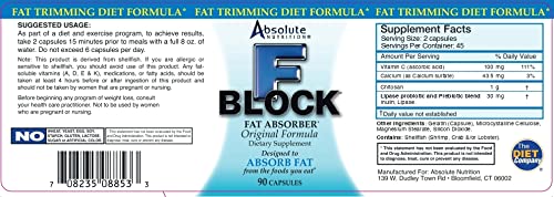 Absolute Nutrition FBlock Xtra Fat Absorber, Diet Formula, 90 Capsules Absolute NutritionUS supplements