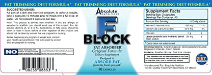Absolute Nutrition FBlock Xtra Fat Absorber, Diet Formula, 90 Capsules Absolute NutritionUS supplements