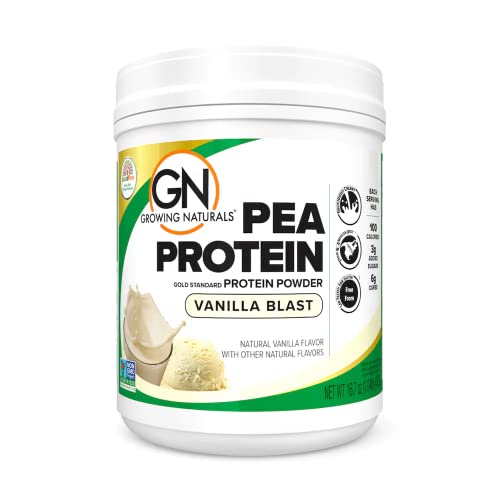 Growing Naturals | Vanilla Raw Pea Powder 15g Plant Protein | 2.8G BCAA, Low-Carb Growing NaturalsUS supplements