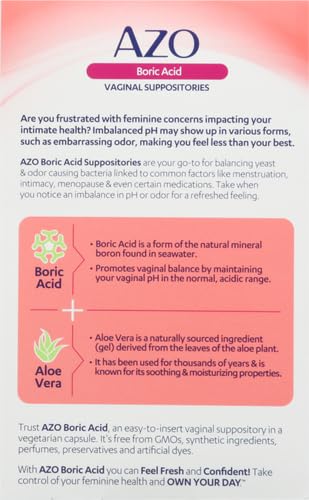 AZO Boric Acid Vaginal Suppositories, Helps Support Odor Control and Balance Vaginal PH AZOAu supplements