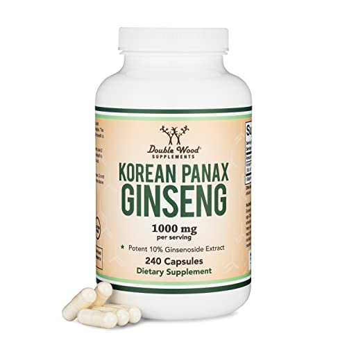 Ginseng Capsules (Korean Red Ginseng Extract, Panax Ginseng 10% Ginsenosides) Double Wood SupplementsUS supplements