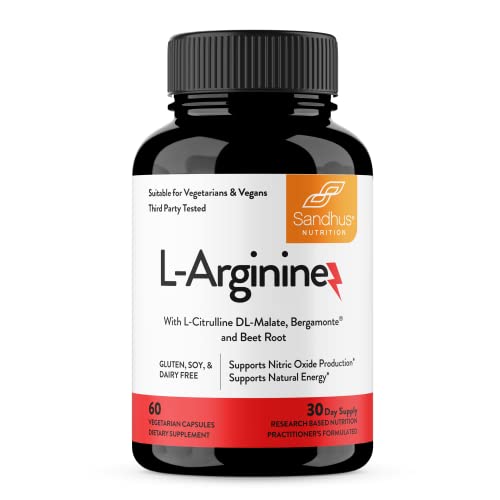 Sandhu's L-Arginine with Nitric Oxide Precursor | Made in The USA| 30 Days Supply Sandhu'sUS supplements